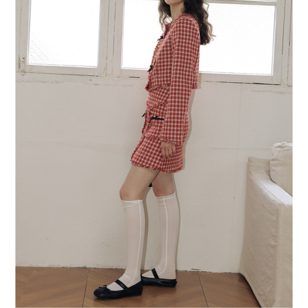 千鳥格子フリンジエッジセットアップ Z00018