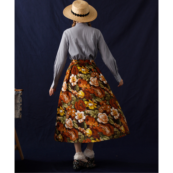 油絵風フローラルAラインスカート Z00008