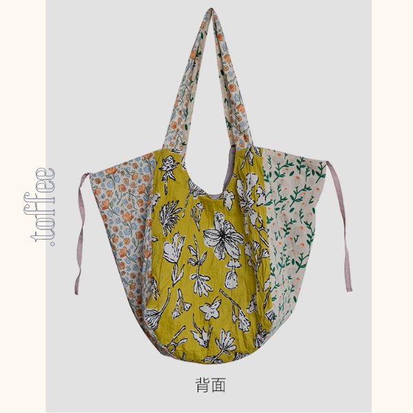 パッチワーク風花柄トートバッグ《Z00955》