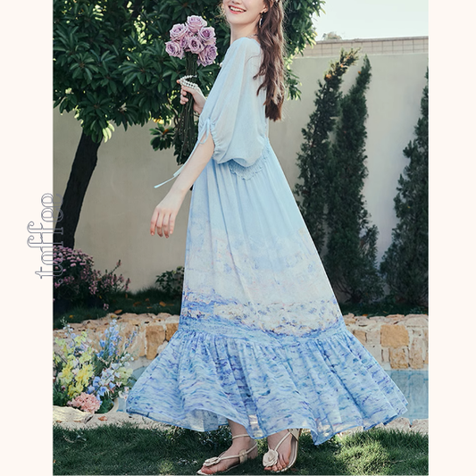 ロングティアードマキシワンピース《Z00969》