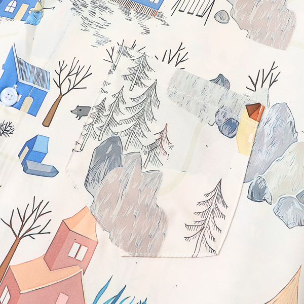 パッチポケット付きイラストプリントシャツ《Z00913》