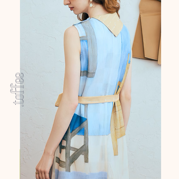 ルームプリントノースリーブワンピース《Z00980》