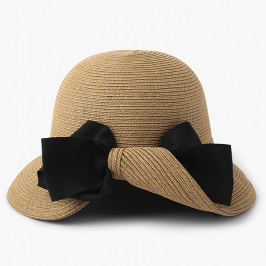 ブラックリボン付きストローハット Z00202