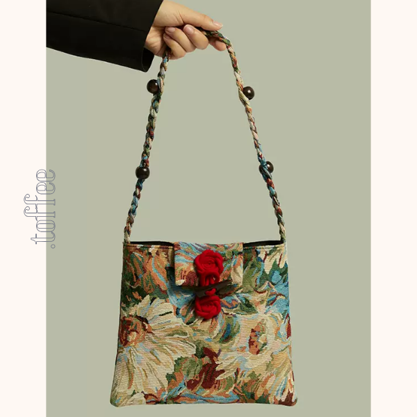 レトロな油絵ショルダーバッグ Z00391