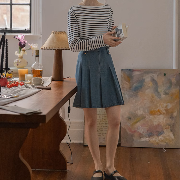 【2color】ボートネックストライプTシャツ《Z00852》