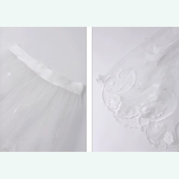 舞い踊る鳥達:幻想的レトロレース ロングスカート 《C0215》