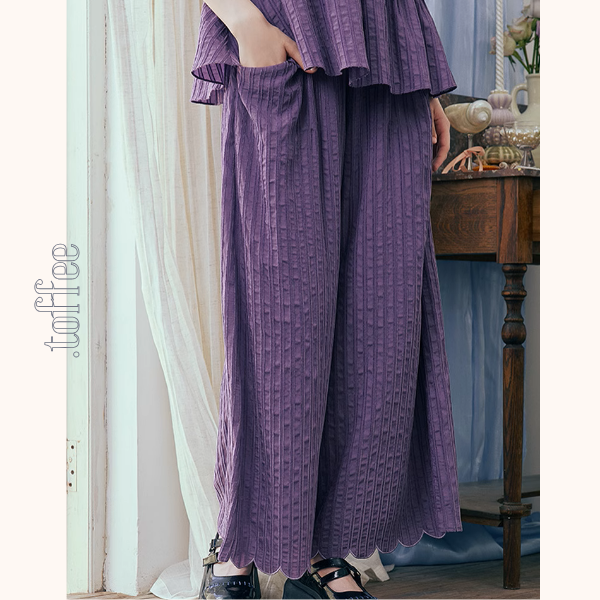 フリルスリーブトップ&ワイドパンツセットアップ《Z00966》