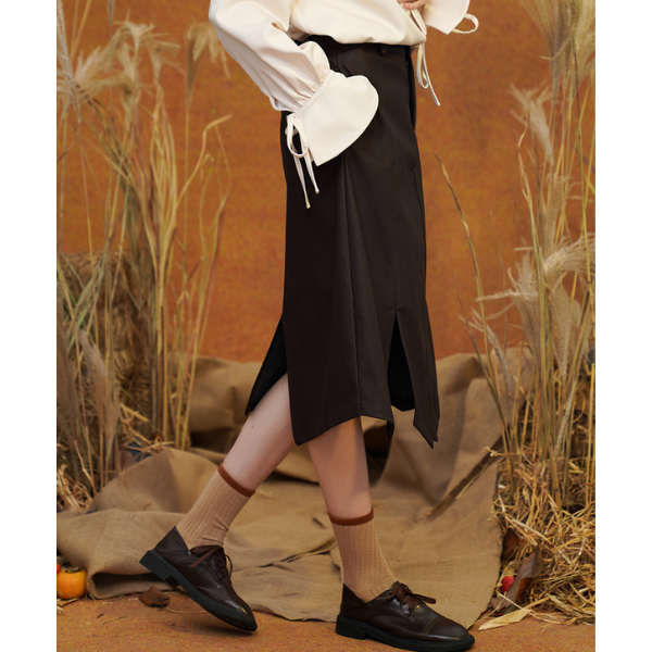 【2color】イレヘムスリットスカート w-026