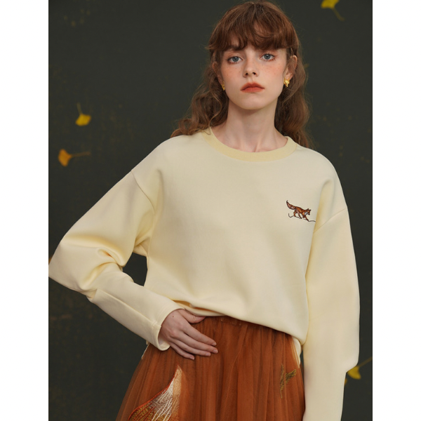 【2color】フォックス刺しゅうのバッグスリーブトップス AU-463