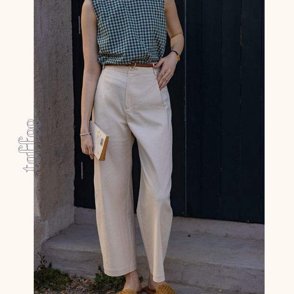 【3color】ベルトループ付きハイウエストストレートクロップドパンツ《Z00870》