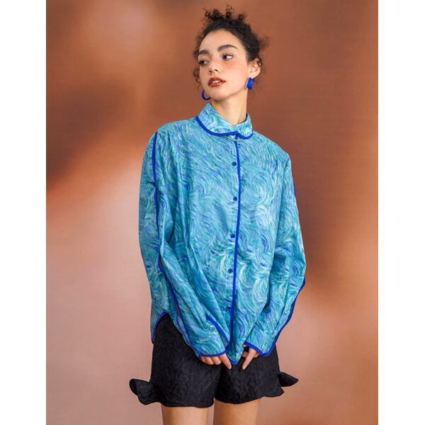 ゴッホ 自画像プリントブラウス C0126