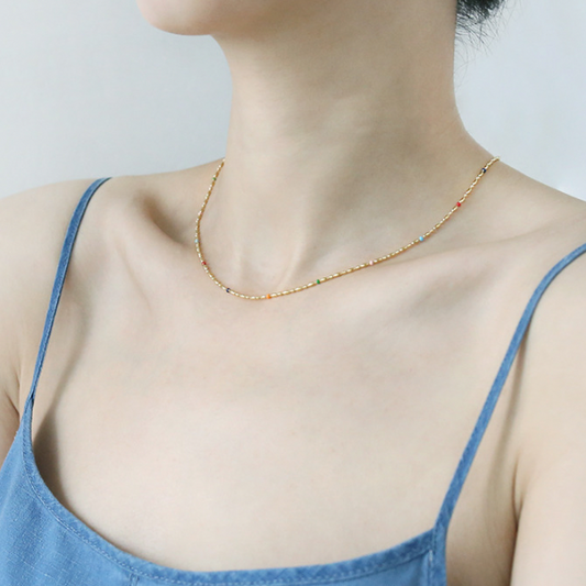 エナメルカラーゴールドネックレス X-167