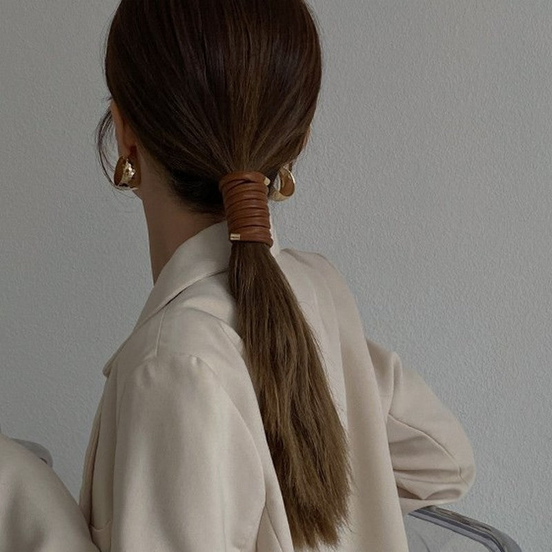 自由自在なレザー風ヘアアクセ  ac0002