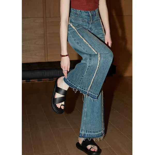 ハイウエストダメージデニムパンツ Z00231