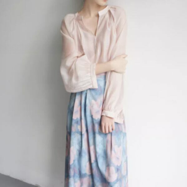 油絵風フラワープリントスカート X-270