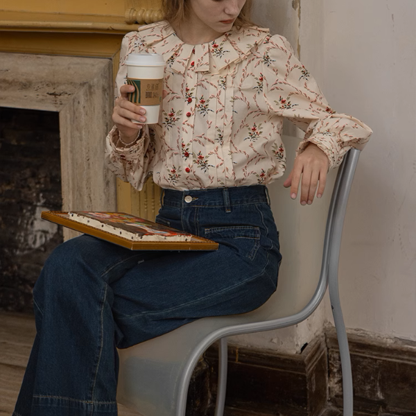 【2pattern】フリル&プリーツディテールブラウス《Z00860》