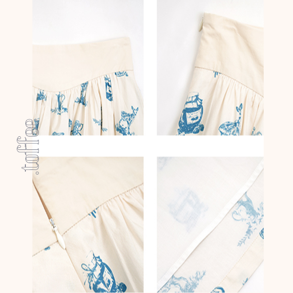 カントリー風アニマルプリント半袖シャツ&ミドル丈スカートのセットアップ 《Z00751》