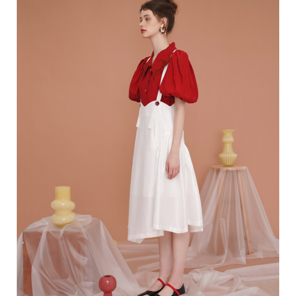 【2color】Vカットストラップワンピース X-185