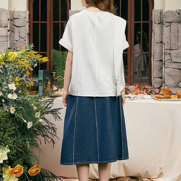 花柄刺繍デザインシャツ《Z00841》