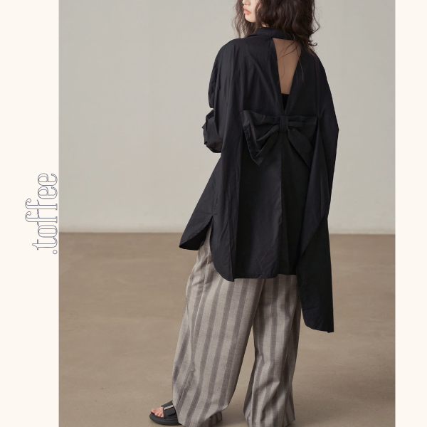 【2color】バックリボンオーバーサイズシャツ《Z00999》