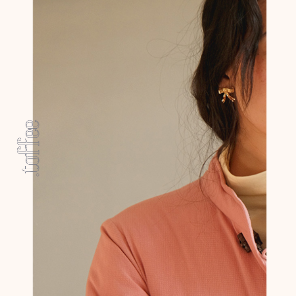 【set】星空リボンモチーフゴールドイヤーアクセサリー&ブローチ 《Z00710》