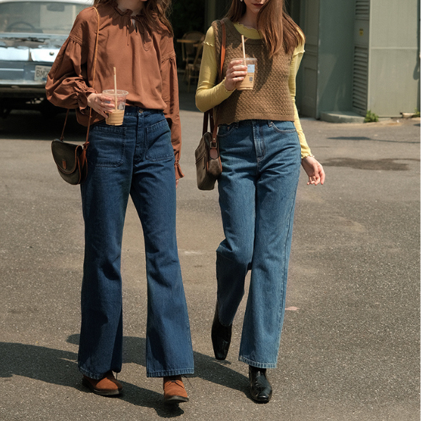 パッチポケットフレアデニム X-323