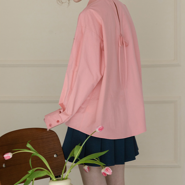 【2color】バックカットアウトブラウス w-149