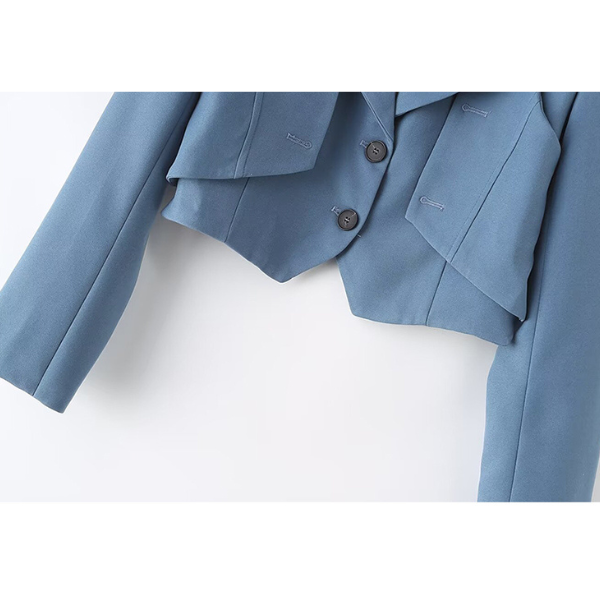 【2color】レイヤード風シングルブレストショートジャケット Z00156