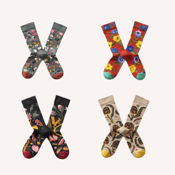 フラワーデザインソックス4p w-080