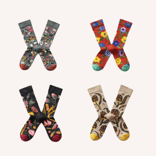 フラワーデザインソックス4p w-080