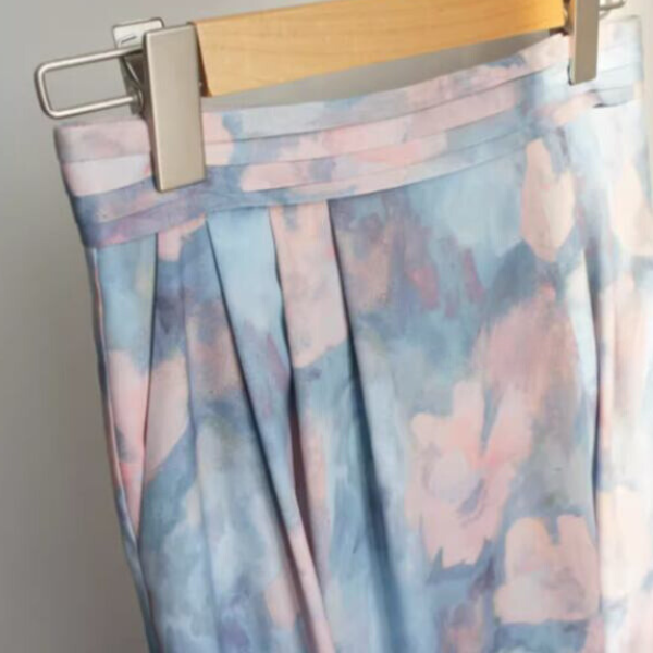 油絵風フラワープリントスカート X-270