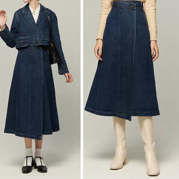 クロップドジャケットデニムセットアップ w-119