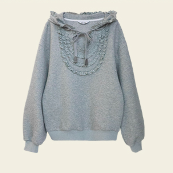 リボン&レースUネックフーディー 《Z00762》