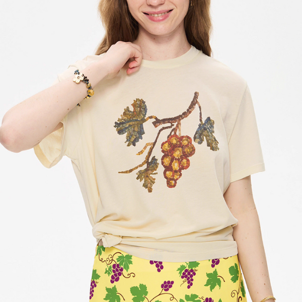 グレーププリントオーバーサイズTシャツ《Z01003》