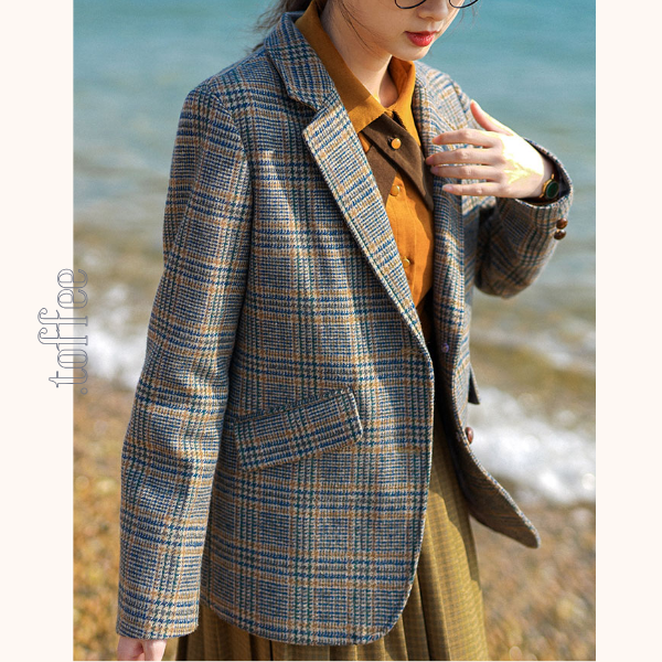 グレンチェック柄 テーラードジャケット 《Z00769》