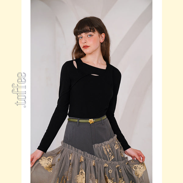 【3color】ニッチなクロスデザイン ボトリングシャツ C0167