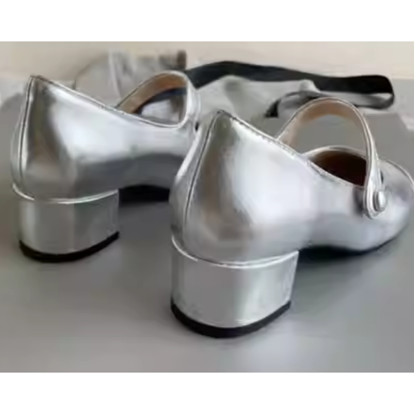 シルバーメリージェーンパンプス X1-005