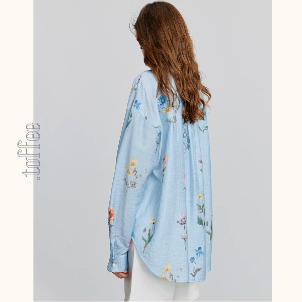 【2color】花柄プリントルーズシャツ《Z00932》