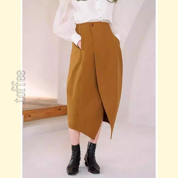 【2color】蕾の様なスリットスカート C0166