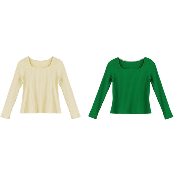 【2color】スリムフィットスクエアカラートップス X-506