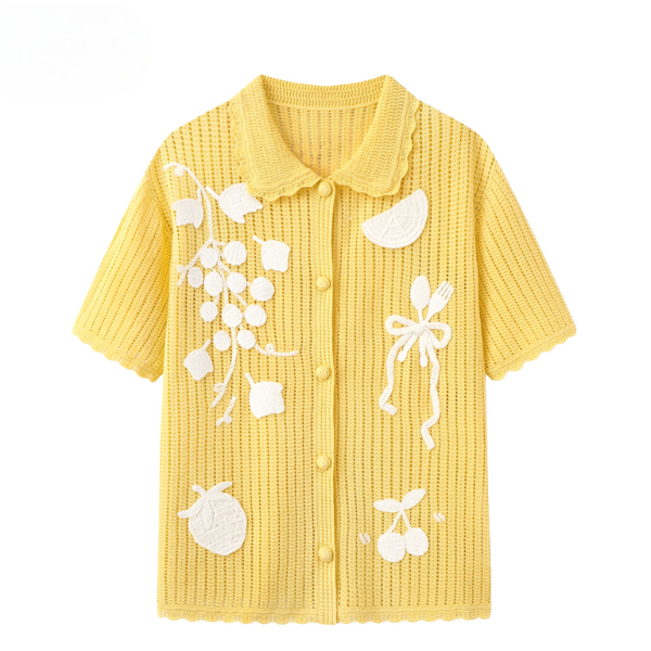 フルーツアップリケメッシュカーディガン《Z01039》