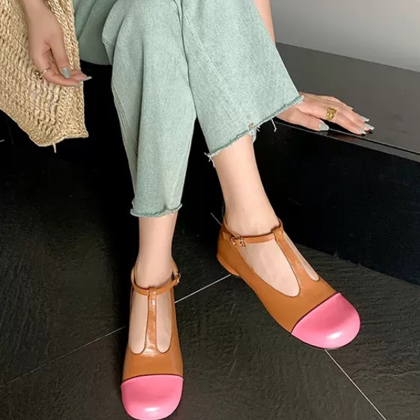 【4color】メリージェーンバイカラーレザーシューズ Z00236