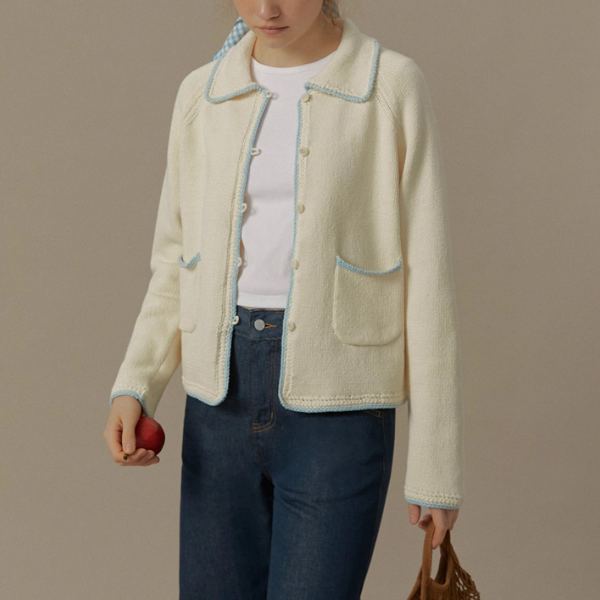 北欧風コントラストエッジカーディガン《Z00826》