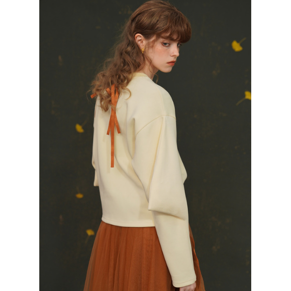 【2color】フォックス刺しゅうのバッグスリーブトップス AU-463