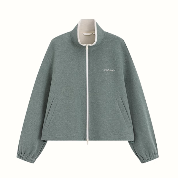 【2color】スタンドカラー ジップアップドロップショルダー スウェット《Z00891》