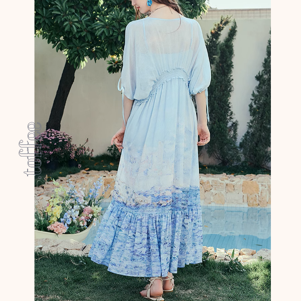 ロングティアードマキシワンピース《Z00969》