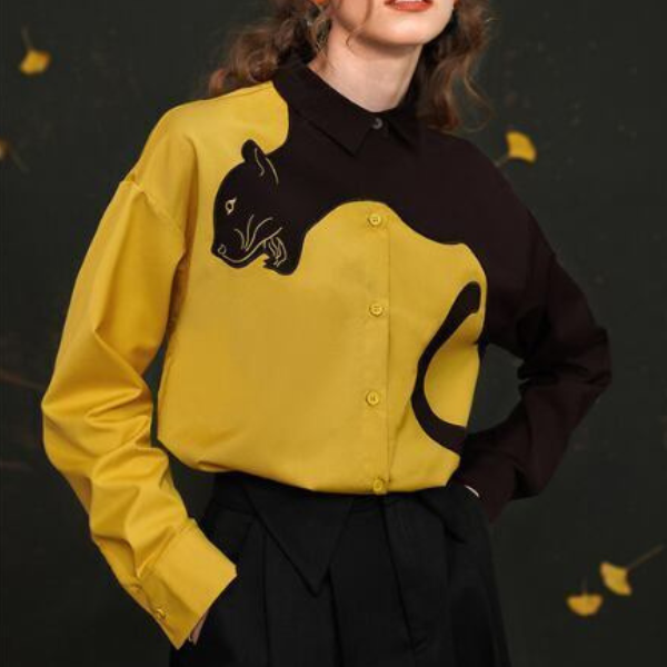 レオパード刺繍ブラウス C0046