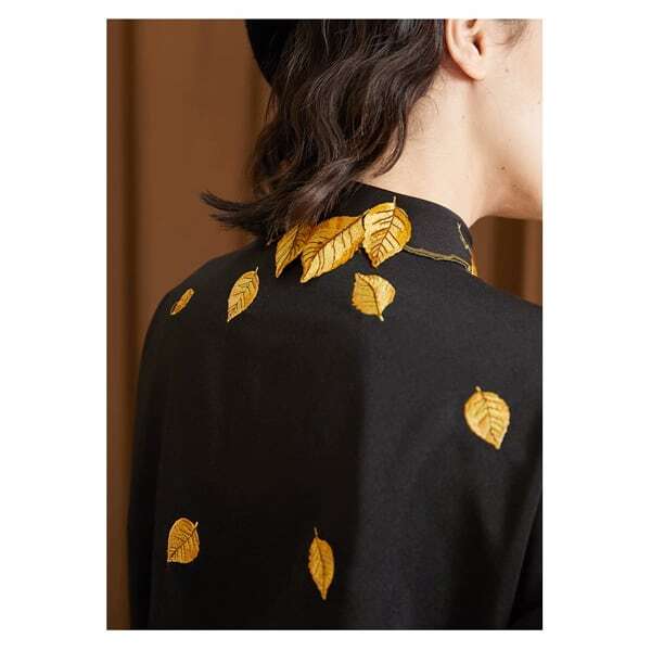 リーフ刺繍シャツブラウス C0076