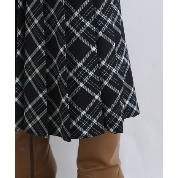 【2color】レトロチェックプリーツAラインスカート w-010