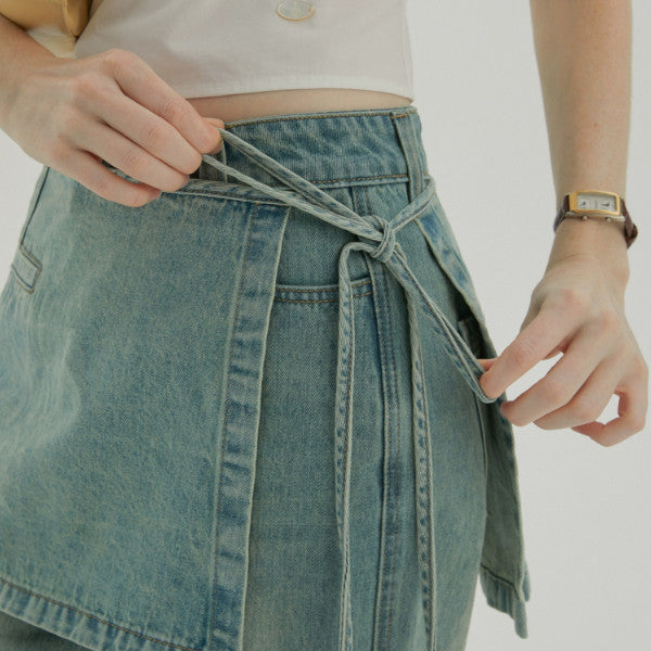 フェイクスカート&デニムパンツの2点セット Z00312